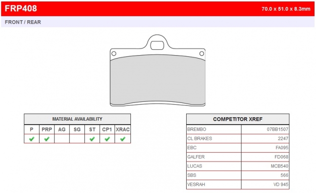 Колодки тормозные дисковые FERODO FRP408P Колодки тормозные дисковые FERODO FRP408P