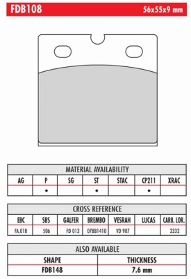 Колодки тормозные дисковые FERODO FDB108P