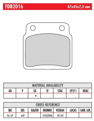 Колодки тормозные дисковые FERODO FDB2016SG Колодки тормозные дисковые FERODO FDB2016SG