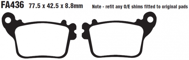 Комплект полусинтетических тормозных колодок для мотоциклов EBC FA436V