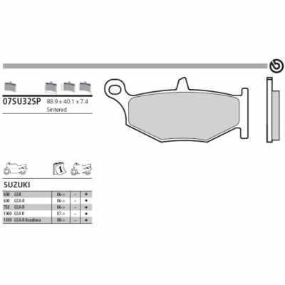 Колодки тормозные дисковые BREMBO 07SU32SP