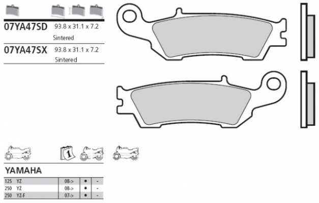 Колодки тормозные дисковые BREMBO 07YA47SD