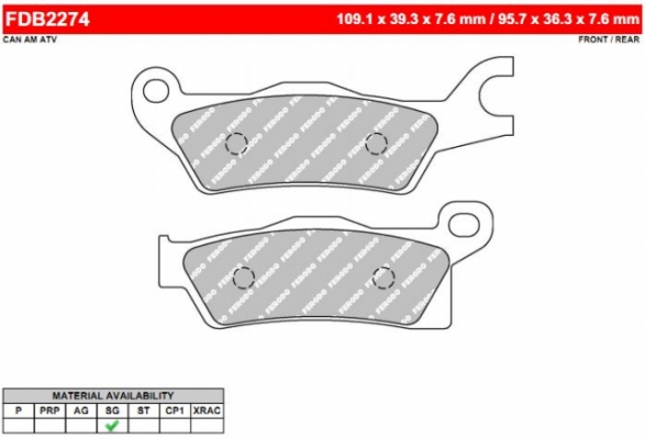 Колодки тормозные дисковые FERODO FE FDB2274SG