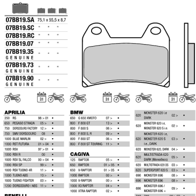 Тормозные колодки дисковые Brembo 07BB1973 (FDB2042, FA244)