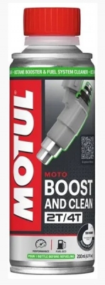 Присадка для бензиновых двигателей мотоциклов Motul Boost and Clean Moto, 200мл