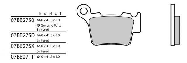 BREMBO 07BB27SD - комплект синтетических дисковых тормозных колодок для Off Road (FDB2165, MCB743) BREMBO 07BB27SD - комплект синтетических дисковых тормозных колодок для Off Road (FDB2165, MCB743)