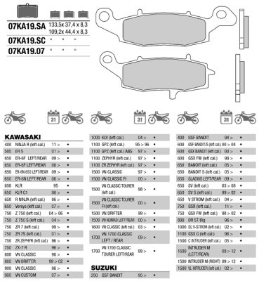 Колодки тормозные дисковые BREMBO 07KA19SA (FDB2048, MCB682)