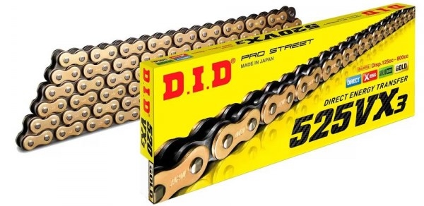 Цепь приводная DID 525VX3 G&B-110 звеньев, для мотоцикла 400-1000cc