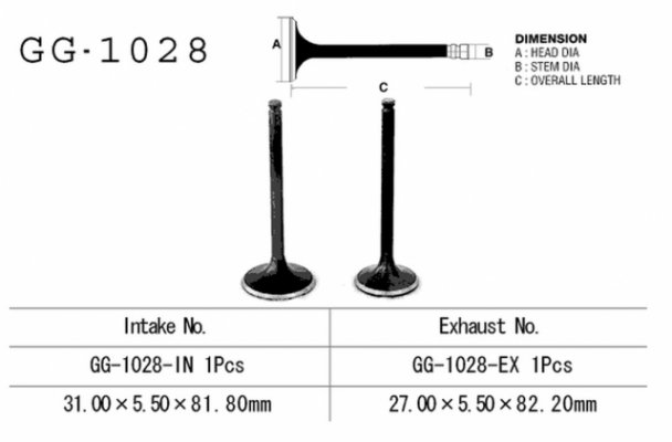 Клапан впускной VESRAH GG-1028-IN