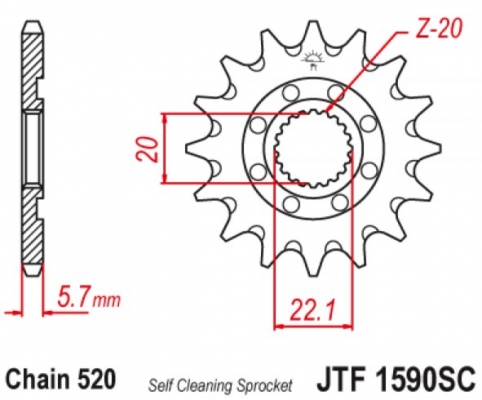 Звезда передняя JT Sprockets JTF1590.13SC для YAMAHA WR/ YZF 250 2001-2018