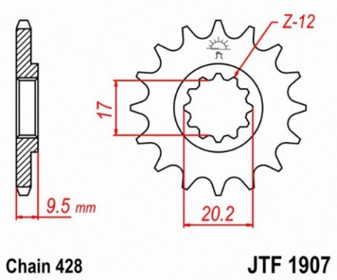 Звезда передняя JT Sprockets JTF1907.13