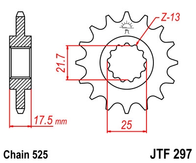 Звезда передняя JT JTF297.15RB для VFR400R/CB500 1994-/CBF500 2004-