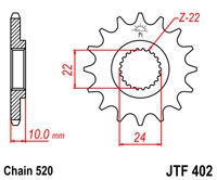JT JTF402.16RB - звезда передняя BMW F 650 1994-2015, APRILIA PEGASO 650 1998-2004