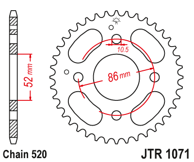 JT JTR1071.30 - звезда задняя KYMCO MXU/MXR50/150 2002-2013