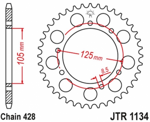 Звезда задняя JT JTR1134.50 для YAMAHA XT 125X/SM 2005-2009