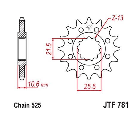 JT Sprockets JTF781.14 - звезда передняя BENELLI BN 302 2015-2019, 500 LEONCINO 2017-, TRK 502 2017-2018, TRX 502X 2018- , 525 цепь, 14 зубьев