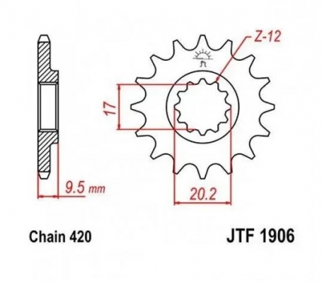 JT JTF1906.12 - звезда передняя KTM SX 65 1998-2018 (420 шаг)