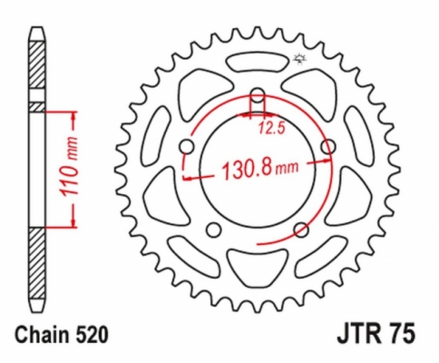 JT JTR75.45 - звезда задняя для BMW S 1000 RR 2009-2020, 520 шаг, 45 зубцов