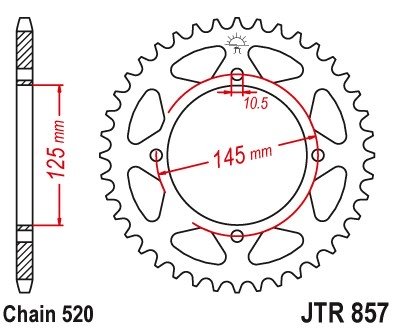 Звезда задняя JT JTR857.45 для YAMAHA XT 600E 1990-2003, XT 660Z TENERE 1991-2000