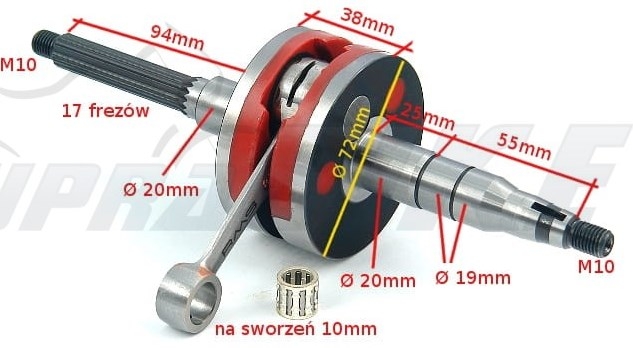 RMS 10 003 0031-Коленчатый вал для скутеров Adly Aprilia Benelli Beta Kreidler KTM Malaguti MBK Motron REX Rieju Yamaha