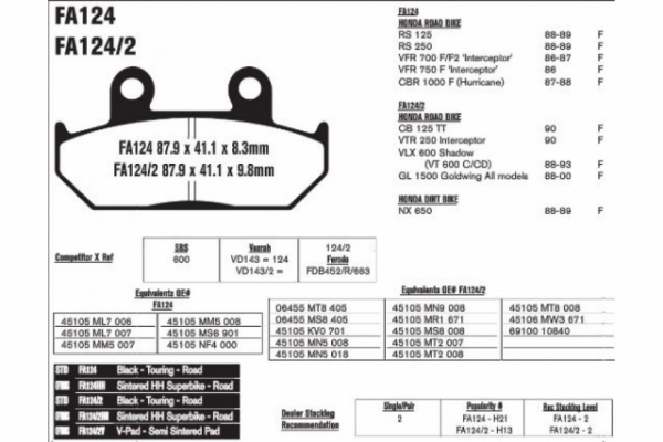 Колодки тормозные дисковые EBC FA124/2