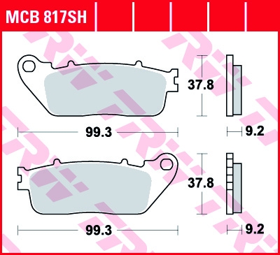 TRW LUCAS MCB817SH - задние дисковые тормозные колодки для мотоциклов, аналог BREMBO 07HO13, 06435-MFN-D01.