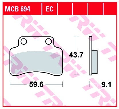 TRW LUCAS MCB694 - колодки тормозные дисковые для KYMCO CALYPSO/HEROISM 1995-2000, KEEWAY MATRIX 50 2006-2013, F-ACT 125 2007-2014, CPI OLIVER CITY 50 2005-2012, HUSSAR 50 2000-2005, POPCORN 50 2001-2005
