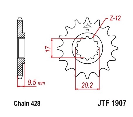 JT JTF1907.14 - звезда передняя KTM SX 85 2004-2017 (+1), 428 шаг, 14 зубцов JT JTF1907.14 - звезда передняя KTM SX 85 2004-2017 (+1), 428 шаг, 14 зубцов