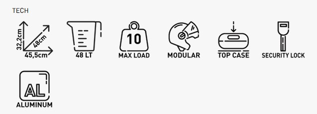 Kappa KVG480A K'VOYAGER MONOKEY - центральный алюминиевый кофр для мотоцикла на 48 литров