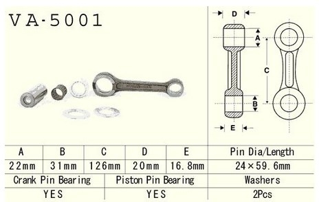 VESRAH VA-5001 - шатун для HONDA CR 250 1984-2001, GAS GAS NEW EC 250/300 