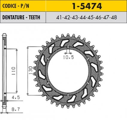 SunStar 1-5474-43 - звезда задняя (ведомая) YAMAHA YZF-R1 1998-2003 (JTR479.43)