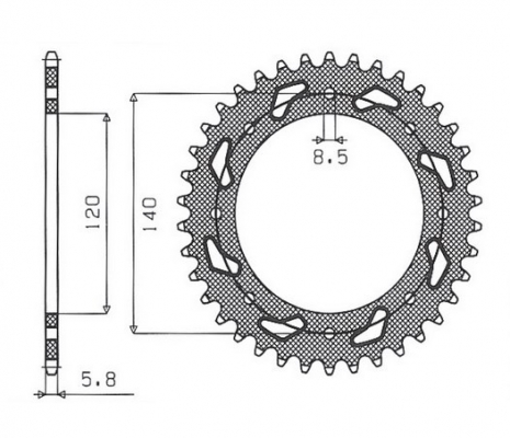 Звезда задняя SunStar 1-3532-44 для KAWASAKI KLR 650C 1995-2003 (JTR487.44)