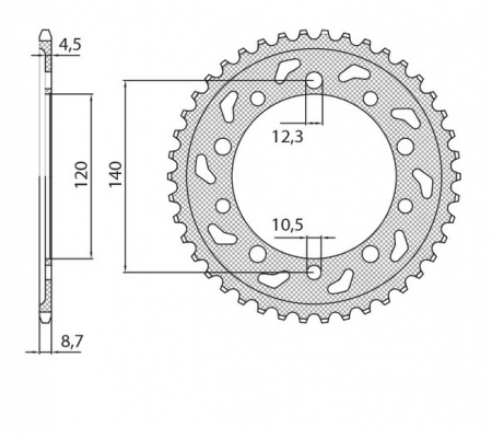 Звезда задняя SunStar 1-5500-45 для SUZUKI GSF 1200/1250, GSX-R 1000, SV 1000 (JTR1800.45)