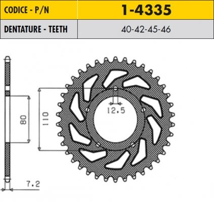 Звезда задняя SunStar SS 1-4335-45