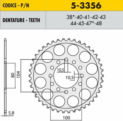 SunStar SS 5-3356-43 - звезда задняя (ведомая) под 520 цепь, 5-3356, 43 зубца