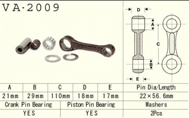 Шатун VESRAH VA-2009 для YAMAHA YFS 200 1988-2006