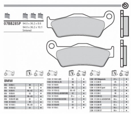 Колодки тормозные дисковые BREMBO 07BB28SP