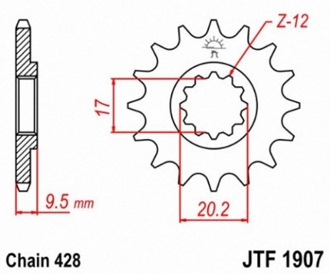 Звезда передняя JT Sprockets JTF1907.13