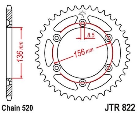 Звезда задняя JT JTR822.48