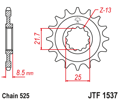 Звезда передняя JT Sprockets JTF1537.17, 525 шаг, 17 зубьев