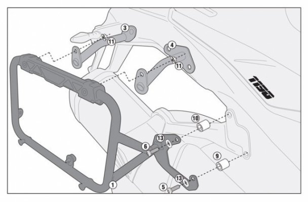 Kappa KL7705CAM - крепеж боковых кофров Monokey Cam-Side для KTM 1190 Adventure / R 2013-2016, 1050 Adventure / 1290 Super Adventure 2015-2016, 1090 Adventure / 1290 Super Adventure R / S 2017-2019, T 2017 -