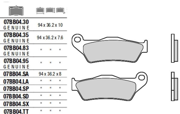 Колодки тормозные дисковые BREMBO 07BB04SP