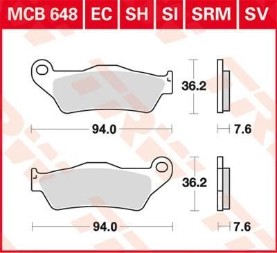 Тормозные колодки синтетическия для скутера TRW Lucas MCB648SRM