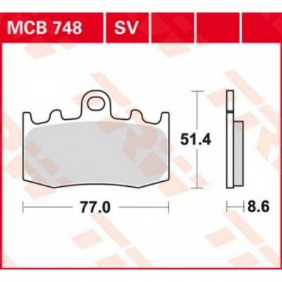 TRW LUCAS MCB748SV - передние тормозные колодки BMW R 1100 S 2001-2005, R 1150 GS / ADV / R / RT 2001-2006, K 1200 GT / RS 2001-2008, K 1200 S 2005-2009, R 1200 GS / ADV 2004-2013