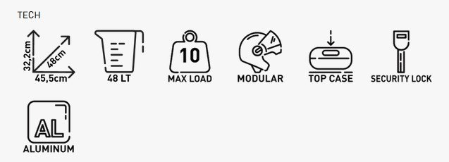 Kappa KVG480A K'VOYAGER MONOKEY - центральный алюминиевый кофр для мотоцикла на 48 литров