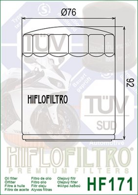 Фильтр масляный для мотоцикла Buell, Harley-Davidson, Hiflofiltro HF171C хромированный