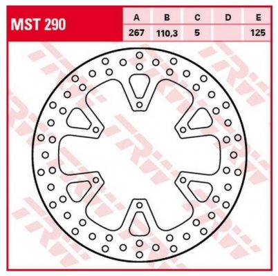 TRW LUCAS MST290 - задний тормозной диск KTM Adventure 1050 2013-2018, Adventure 1190 2013-2017, Super Adventure 1290 2017-2022 (267X110X5мм)