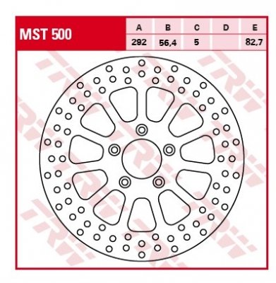 TRW Lucas MST500 - передний тормозной диск HARLEY DAVIDSON 883 / 1200 / 1450 / 1584 / 1690 1999-2014