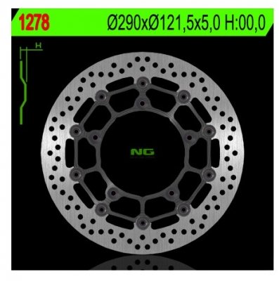 Диск тормозной передний Suzuki SFV 650 GLADIUS / ABS 2009-2013, SV 650 2007-2021, SV 650S 2007-2017 (290X121,5X5) (NG NG1278)