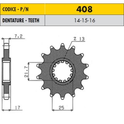 Звезда передняя SunStar SS 40815